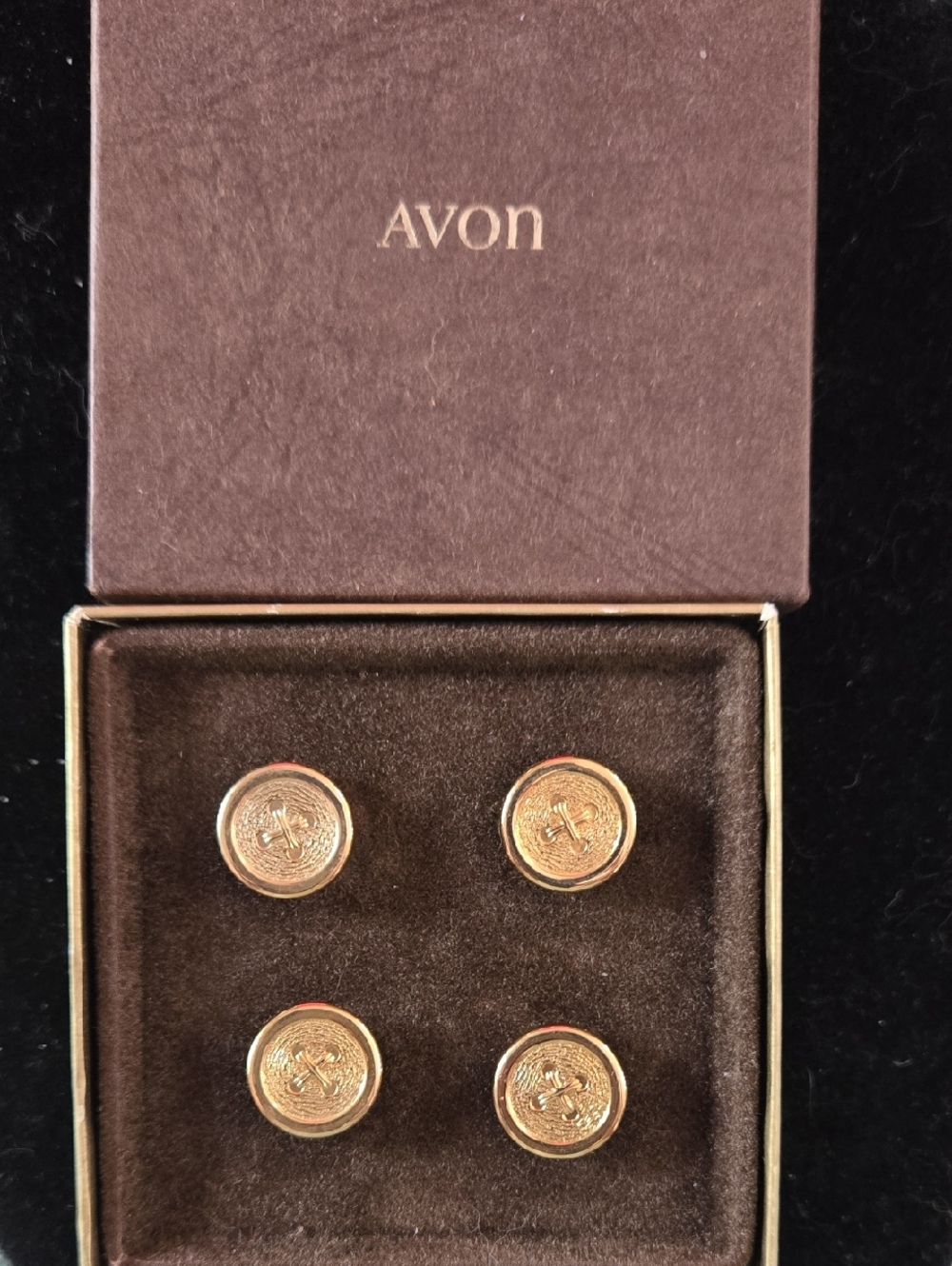 Avon Gold Tone Button Cover Set
